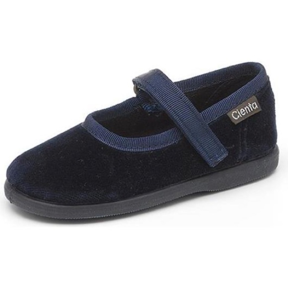 Cienta Kids Dark Blue Velvet Mary Jane Shoes